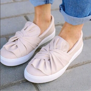 MIA Zoe Blush Faux Leather Twist Bow Casual Slip On Sneaker